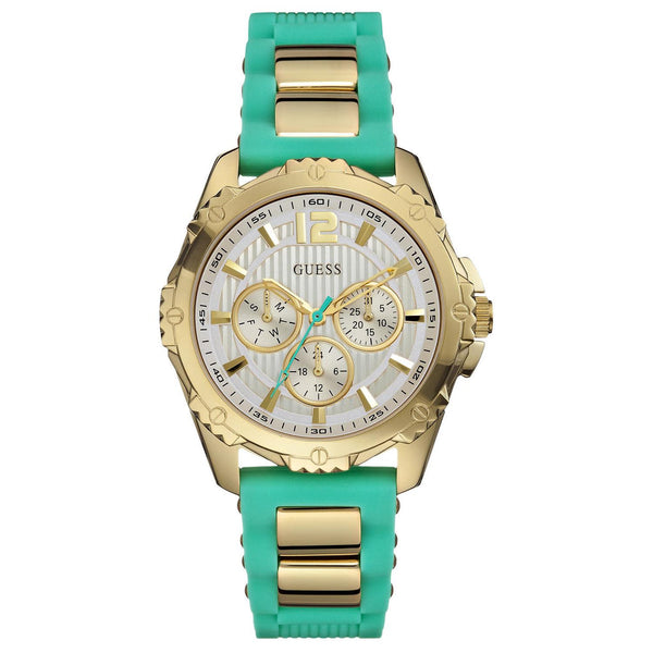 Guess Women's Green textured silicone strap Women's Watch  W0325L4 - Watches of America