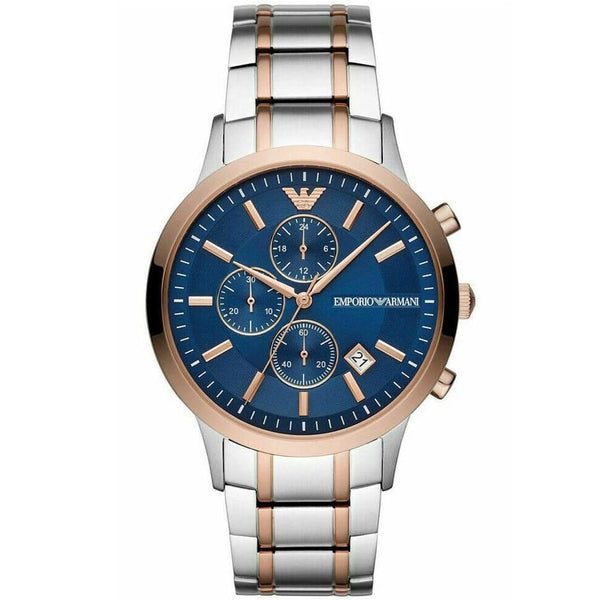 Emporio Armani Reloj cronógrafo de cuarzo con esfera azul para hombre AR80025