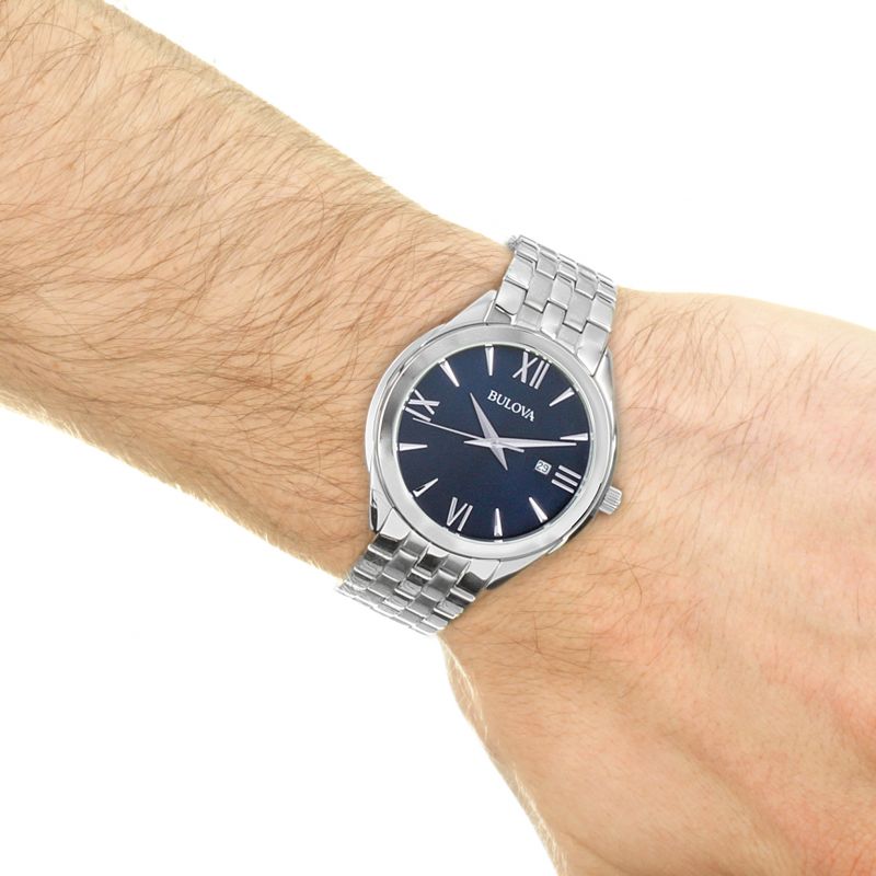 Bulova Quartz Blue Dial Stainless Steel Men's Watch 96B303