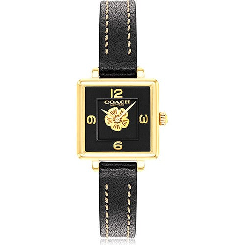 Coach Black Leather Square Women's Watch  14503695 - Watches of America
