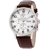Hugo Boss Aeroliner Chronograph Silver Dial Men's Watch  1512447 - Watches of America