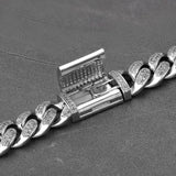 Big Daddy 12mm Iced Out Diamond Silver Cuban Pulsera para mujer