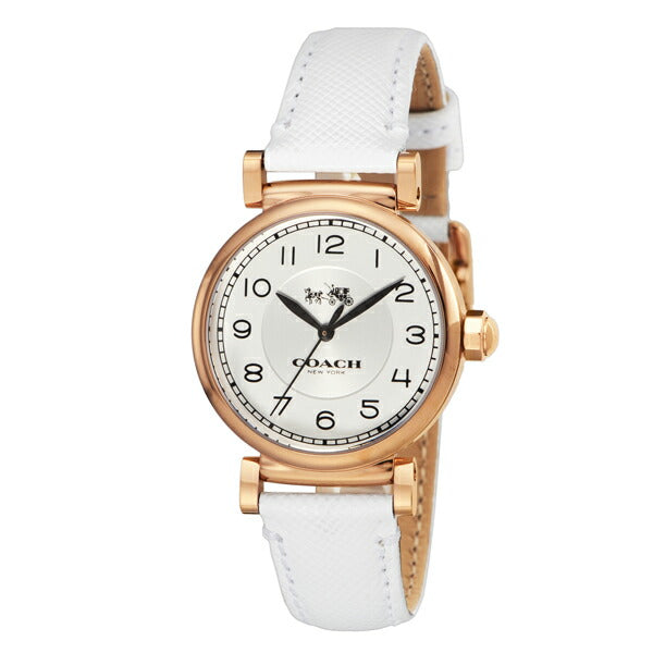 Coach Madison White Dial Black Leather Strap Watch for Women