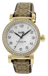Coach Gold Madison Brown Monogram Leather Glitz Women's Watch  14503397 - Watches of America