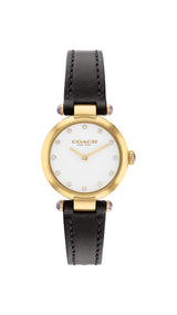 Coach Cary Chalk Black Leather Strap Women's Watch  14504014 - Watches of America