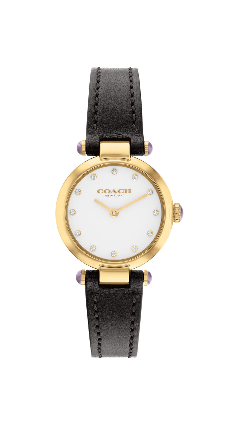 Coach Cary Chalk Black Leather Strap Women's Watch  14504014 - Watches of America