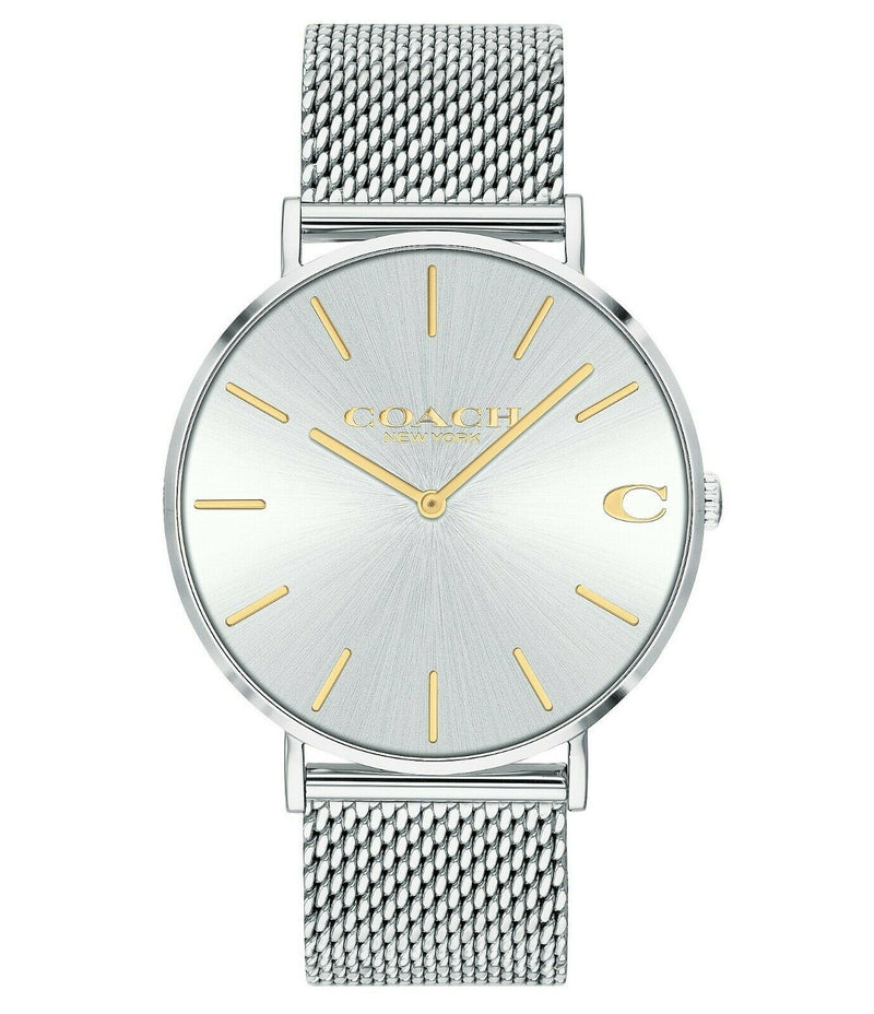 Coach Charles Stainless Steel Silver Mesh Men's Watch  14602439 - Watches of America