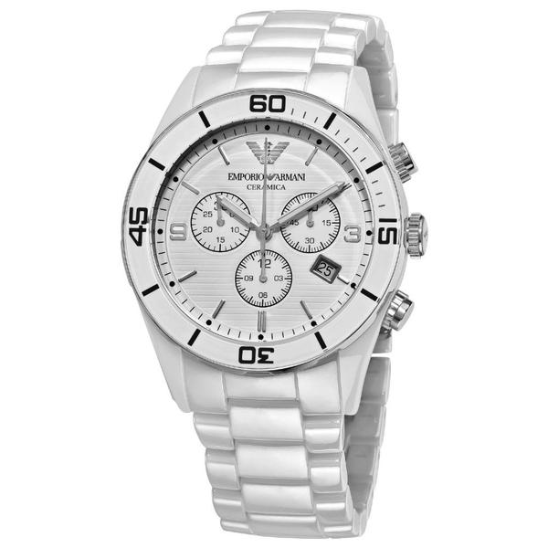 Emporio Armani Reloj cronógrafo de cerámica blanca para mujer AR1424