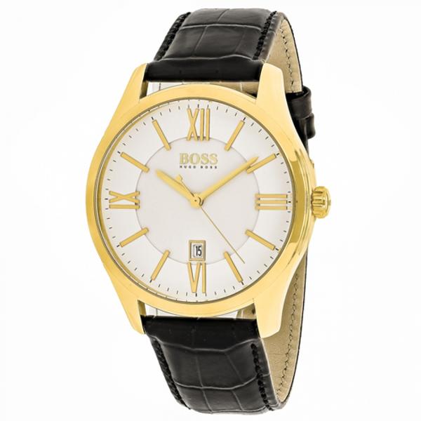 Hugo Boss White Dial Leather Strap Men's Watch  1513020 - Watches of America
