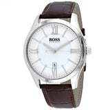 Hugo Boss Ambassador White Dial Leather Strap Men's Watch  1513021 - Watches of America