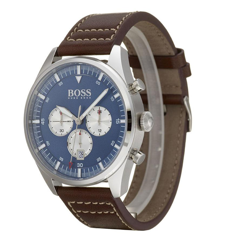 Hugo Boss Pioneer Brown Leather Strap Men's Watch 1513709 - Watches of America #2