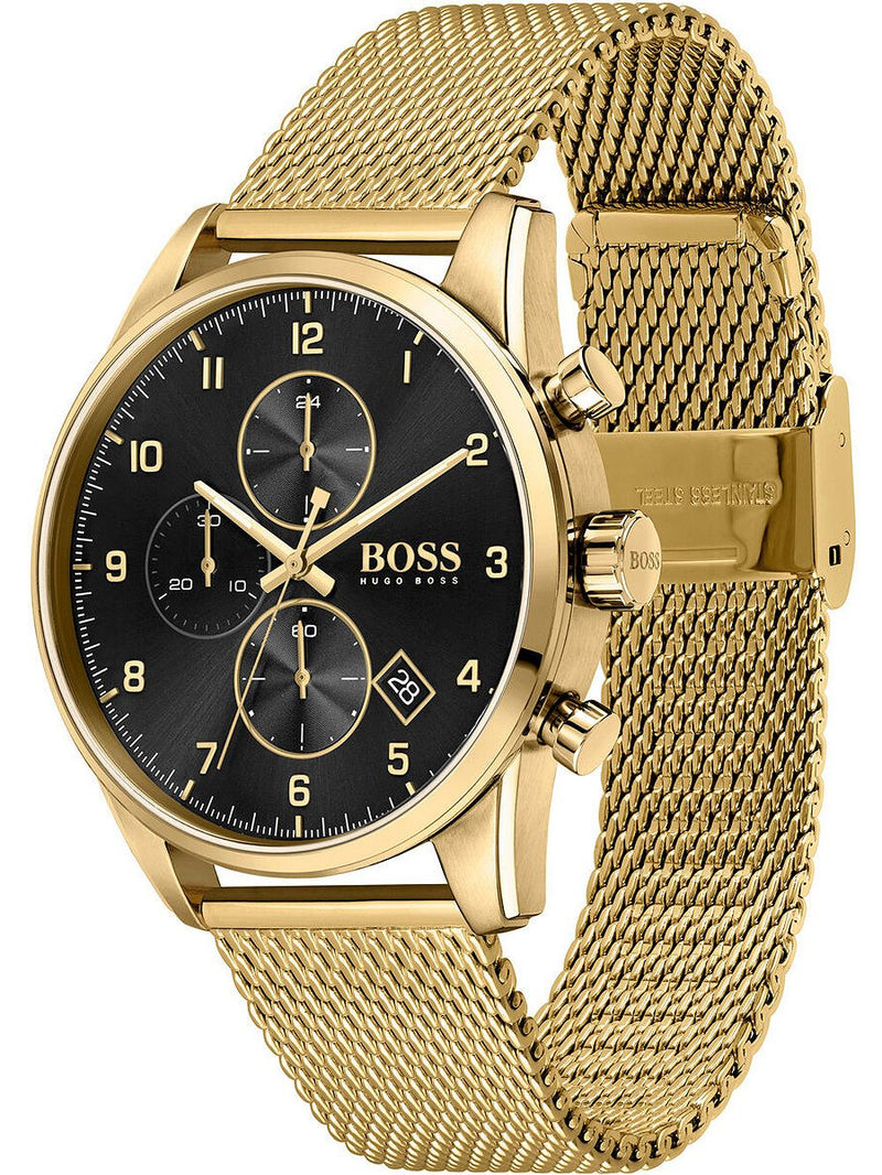 Hugo Boss Skymaster Gold Mesh Men's Watch 1513838 - Watches of America #2