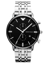 Emporio Armani Chronograph Black Dial Stainless Steel Men's Watch#AR80009 - Watches of America