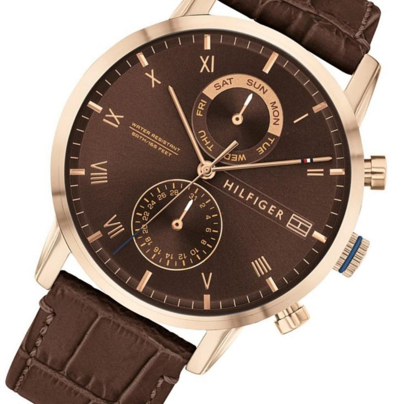 Tommy Hilfiger Multi-function Brown Leather Men's Watch 1710400 - Watches of America #2