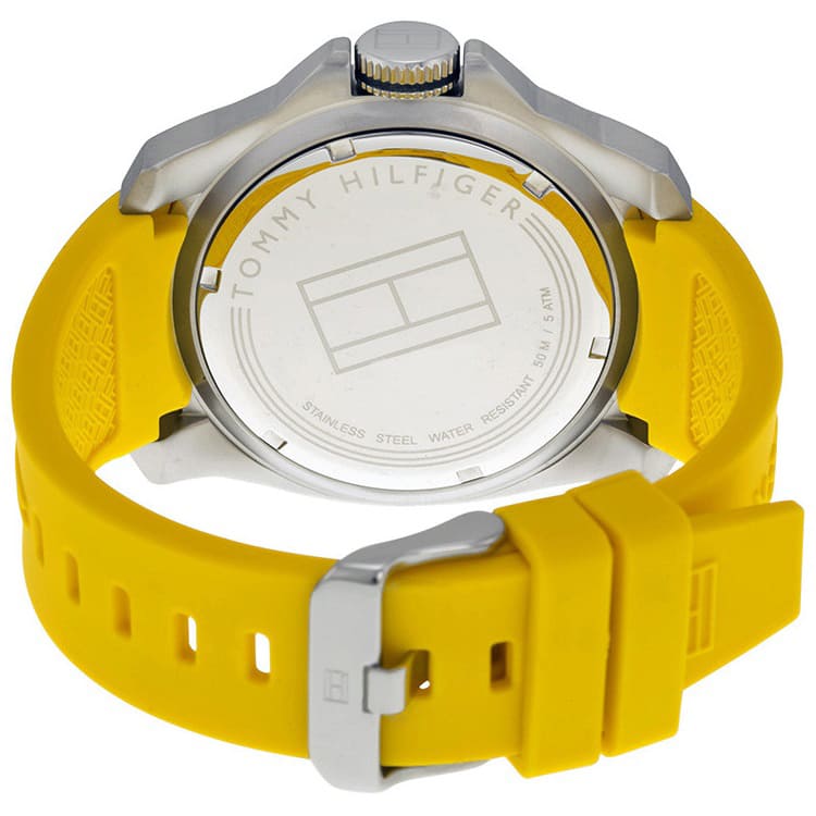 Tommy Hilfiger White and Navy Dial Yellow Rubber Men's Watch 1791115 - Watches of America #4