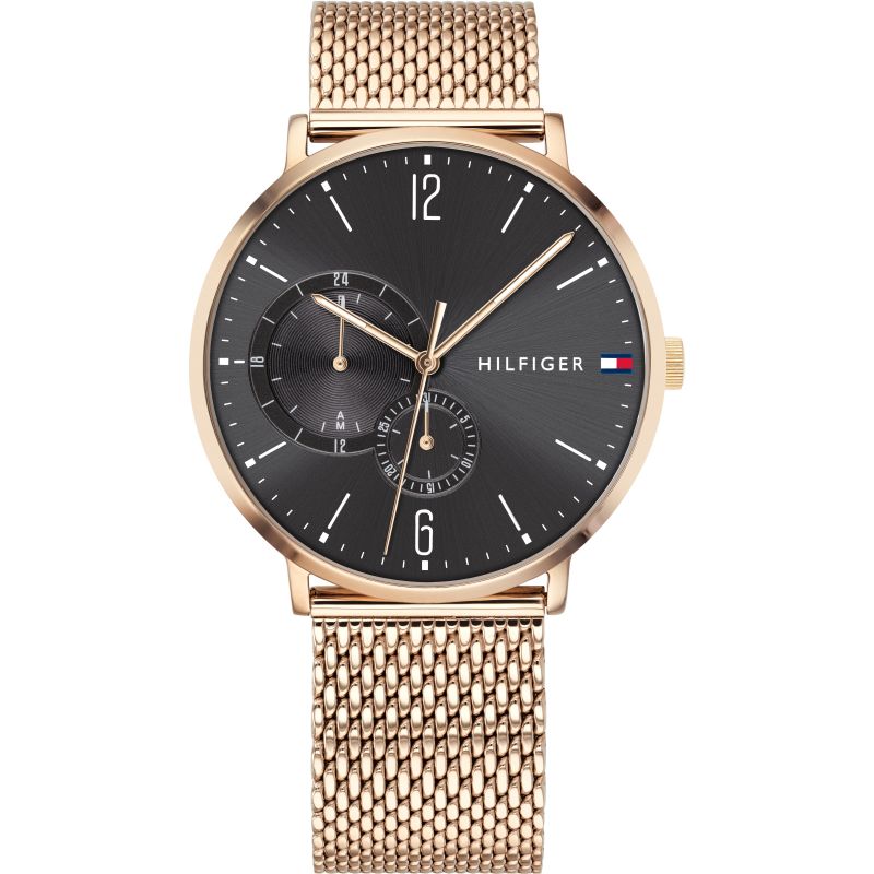 Tommy Hilfiger Grey Dial Rose Gold Mesh Men's Watch  1791506 - Watches of America