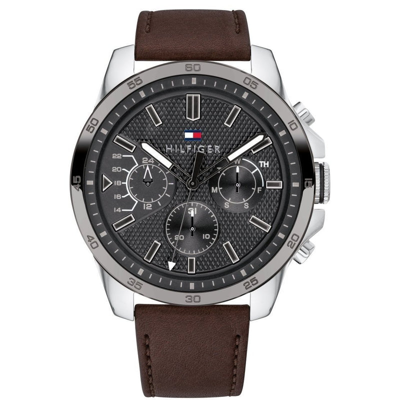 Tommy Hilfiger Iconic Brown Leather Men's Watch  1791562 - Watches of America