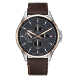 Tommy Hilfiger Multi-function Brown Leather Men's Watch  1791615 - Watches of America