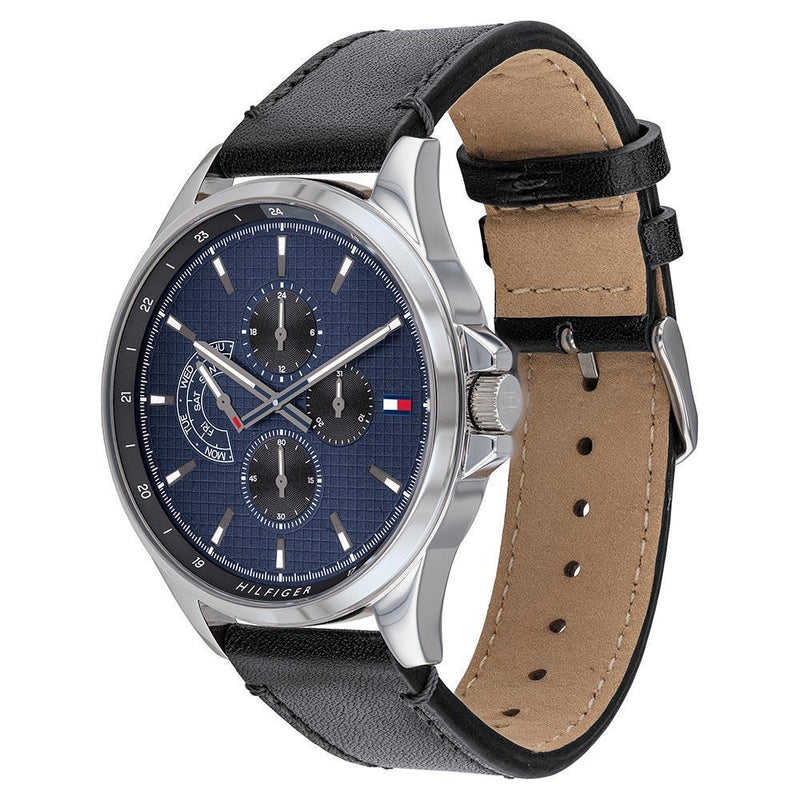 Tommy Hilfiger Black Leather Multi-function Men's Watch 1791616 - Watches of America #3