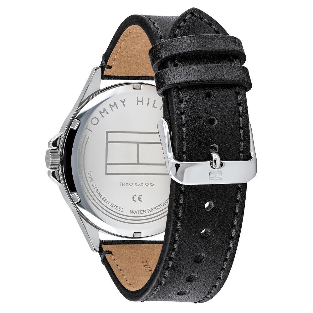 Tommy Hilfiger Black Leather Multi-function Men's Watch