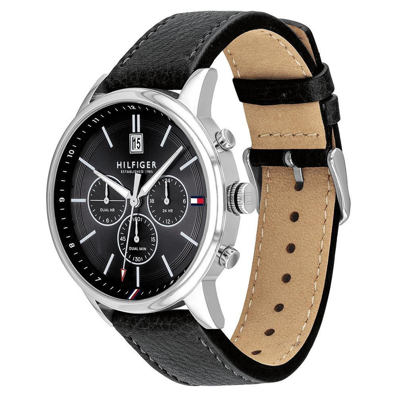 Tommy Hilfiger Multi-function Black Leather Men's Watch 1791630 - Watches of America #3