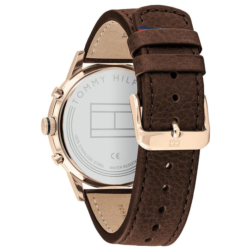Tommy Hilfiger Multi-function Dark Brown Leather Men's Watch 1791631 - Watches of America #4