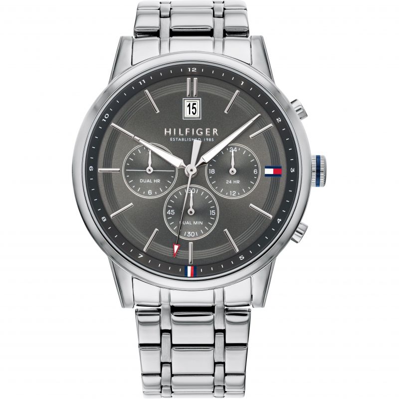 Tommy Hilfiger Silver and Grey Stainless Steel Men's Watch  1791632 - Watches of America
