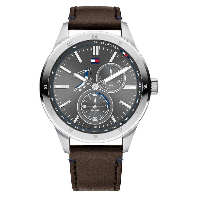 Tommy Hilfiger Multi-function Brown Leather Men's Watch  1791637 - Watches of America