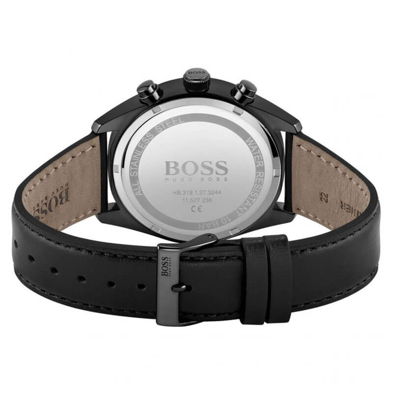 Hugo Boss Champion Black Leather Men's Watch 1513880 - Watches of America #3