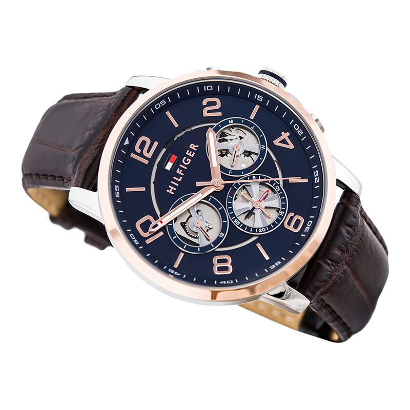 Tommy Hilfiger Keagan Navy Dial Leather Strap Men s Watch 1791290