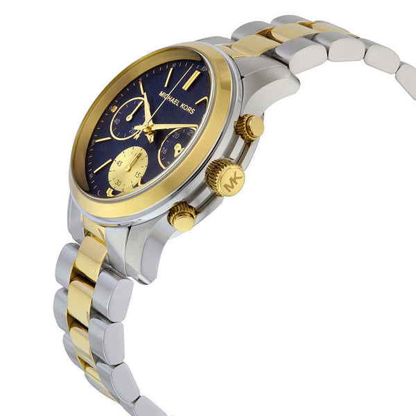 Michael Kors Runway Chronograph Blue Dial Two-Tone Ladies Watch MK6165 - Watches of America #2