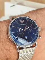 Emporio Armani Aviator Reloj cronógrafo de cuarzo con esfera azul para hombre AR11238