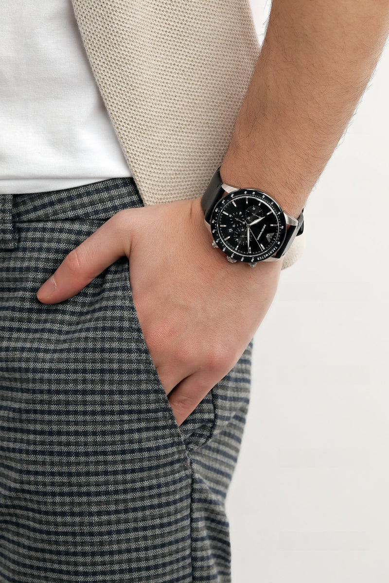 Emporio Armani Mario Reloj cronógrafo de cuarzo con esfera negra para hombre AR11243
