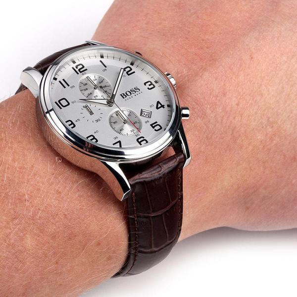 Hugo Boss Aeroliner Chronograph Silver Dial Men's Watch 1512447 - Watches of America #6