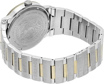 Versace Greca Silver Two-Tone Blue Dial Women's Watch VEVH01120 - Watches of America #4