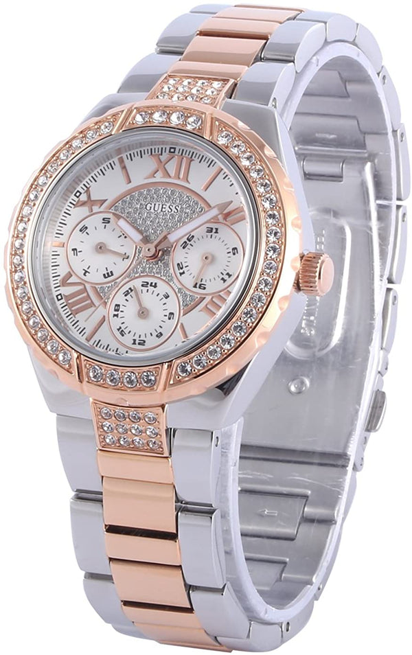 GUESS Women's  Sparkling Hi-Energy Silver- And Rose Gold-Tone Watch W0111l4 - Watches of America #2