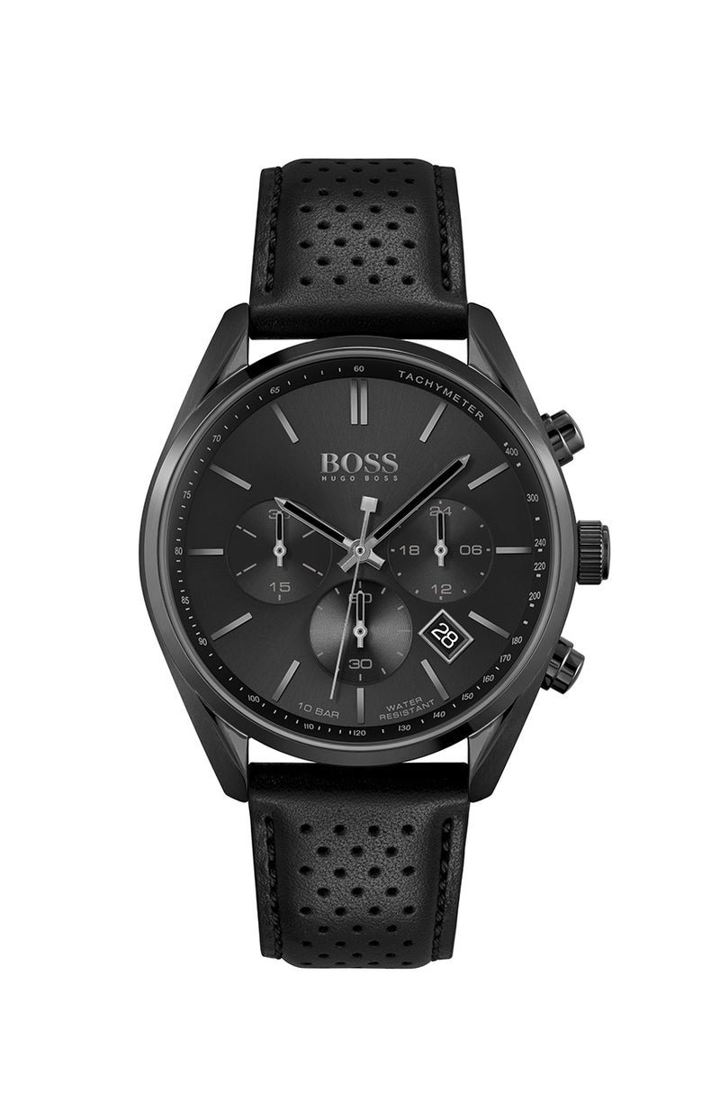 Hugo Boss Champion Black Leather Men's Watch  1513880 - Watches of America