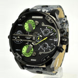 Diesel Big Daddy DZ7311 316L stainless steel & genuine leather strap 3ATM (30m) water resistant 4 Time zones (GMT)