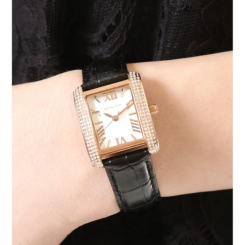 Michael Kors Rose Quartz Black Leather Ladies Watch MK2336 - Watches of America #2