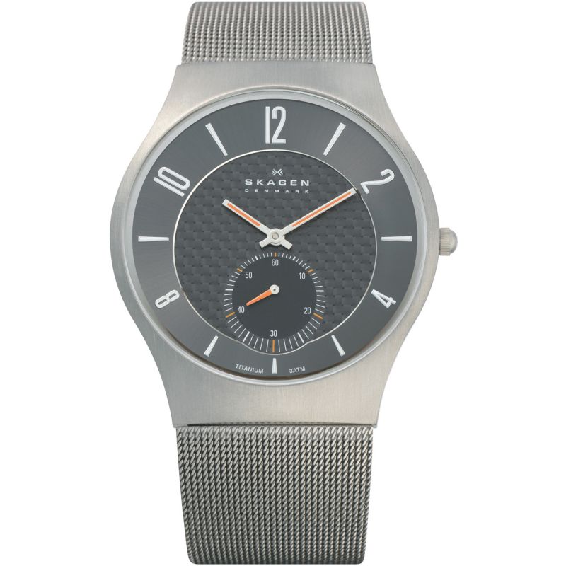Skagen Grey Titanium Strap and Black/Grey Dial Men's Watch  805XLTTM - Watches of America