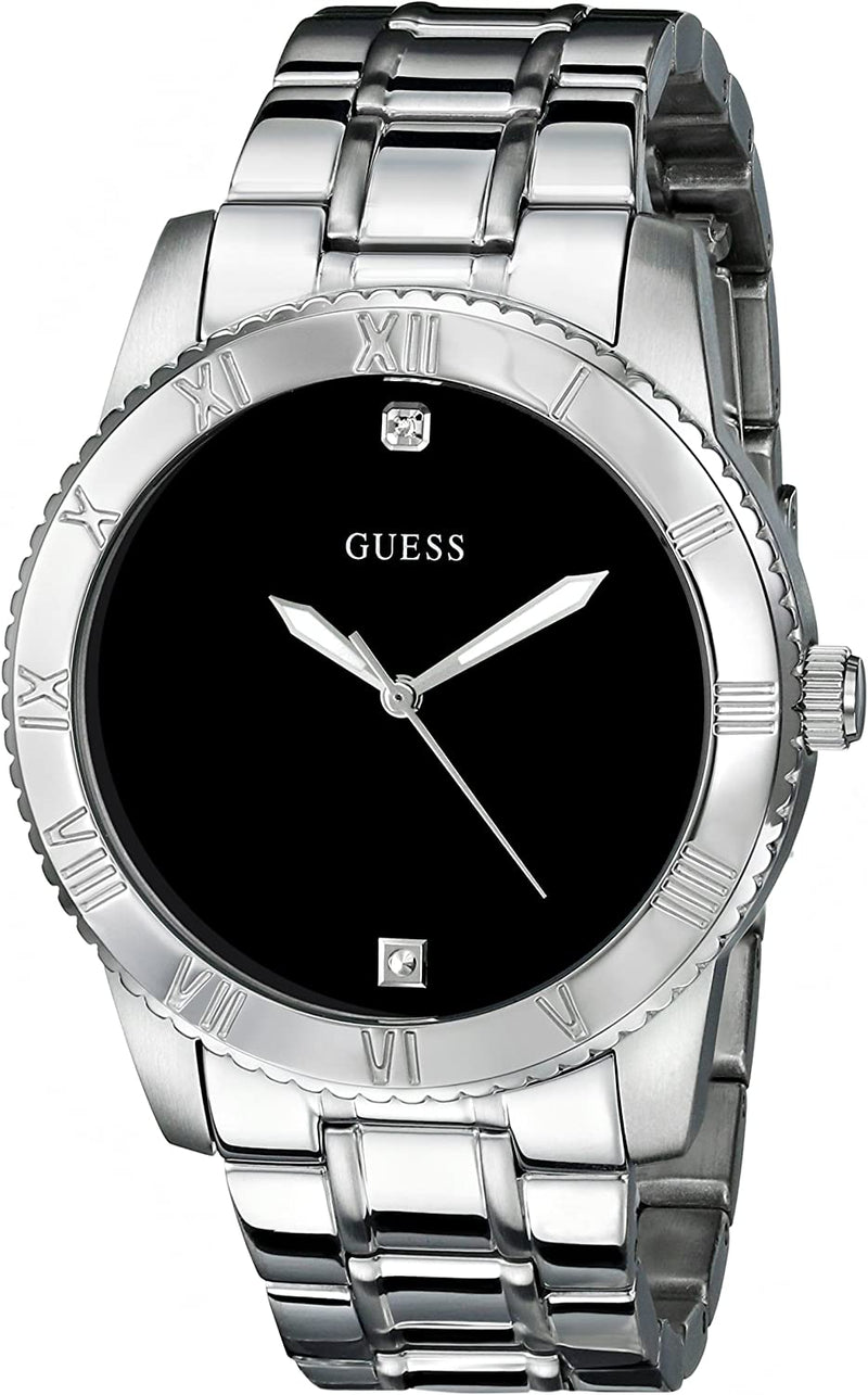 Guess Minimal Black Dial Silver Men's Watch  W0416G1 - Watches of America
