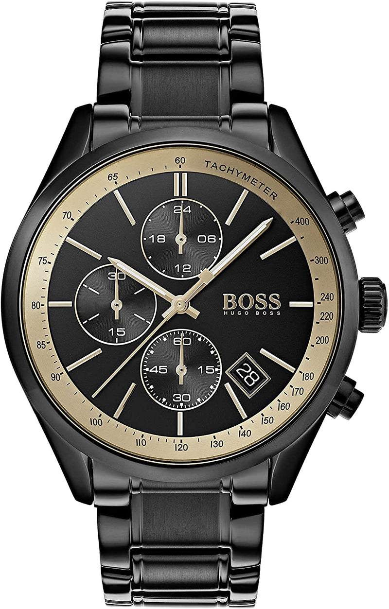 Hugo Boss Men's Grand Prix Black IP/Gold Accent   HB1513578 - Watches of America