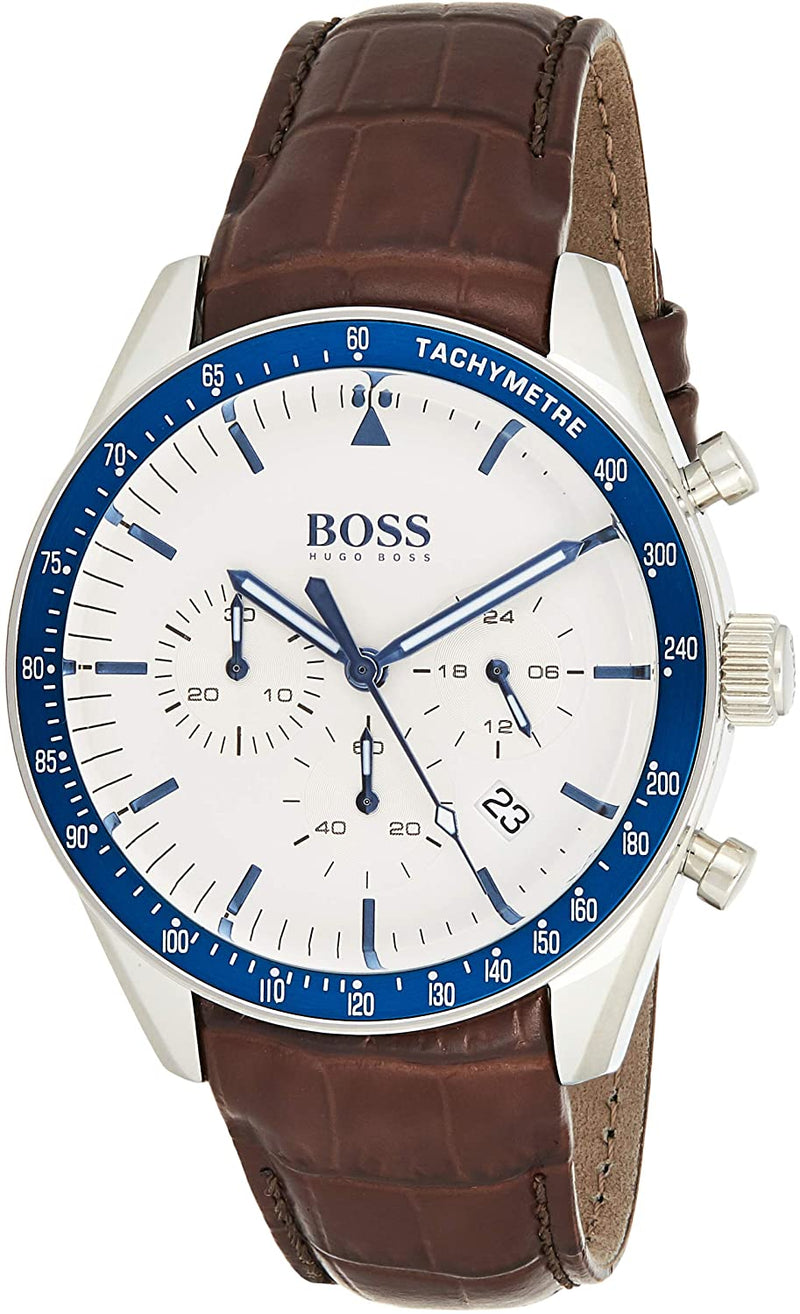 Hugo BOSS Trophy Quartz Stainless Steel and Leather Strap Men's Watch   HB1513629 - Watches of America