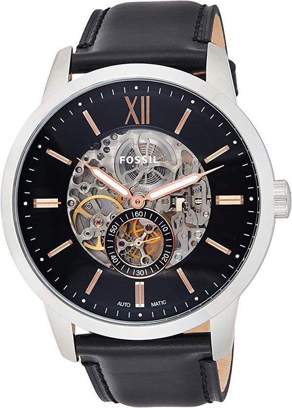 Fossil Townsman Skeleton Dial Automatic Men's Leather Watch ME3153