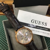 Guess Cream Dial Leather Strap Watch W0496G1 - Watches of America #4