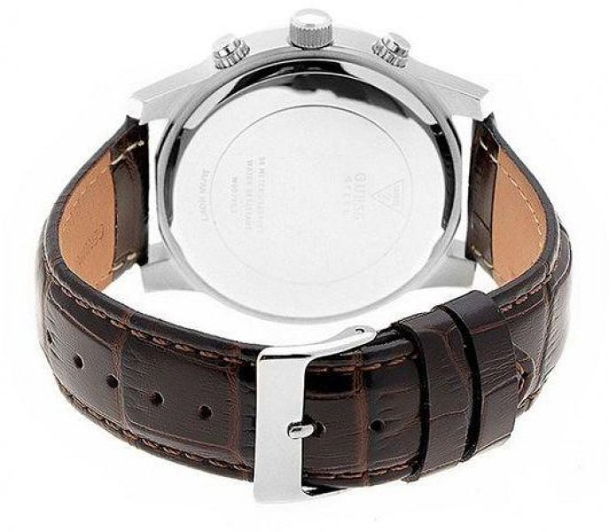 Guess Mens Quartz Watch Chronograph Display and Leather Strap W0076G3