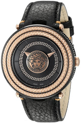 Versace V-Metal Icon Round Leather Strap Men's Watch  VQL030015 - Watches of America
