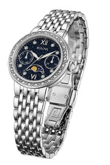 Bulova Classic Chronograph Quartz Diamond Blue Dial Ladies Watch 96R210