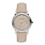 Burberry Women's Large Check Tan Leather Strap Women's Watch  BU9107 - Watches of America