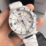 Emporio Armani Reloj cronógrafo de cerámica blanca para mujer AR1424